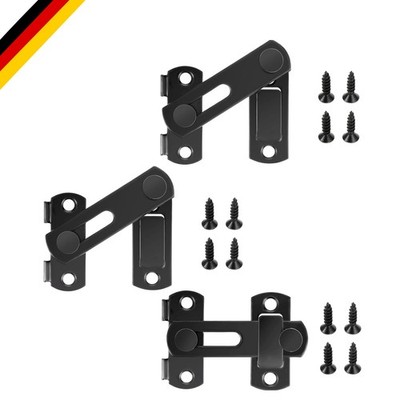 Edelstahl Schiebetorschloss 3 Stück Schwarz für Haus und Garten langlebig