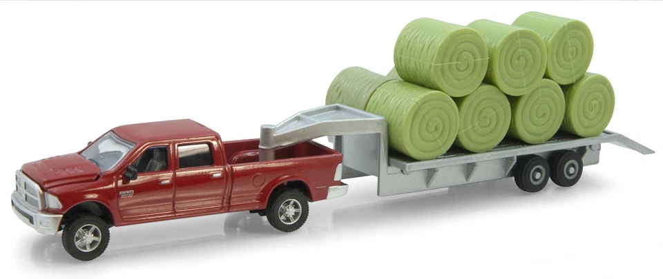 1/64 ERTL DODGE RAM 2500 W/ GOOSENECK TRAILER & BALES - Image 2 of 4