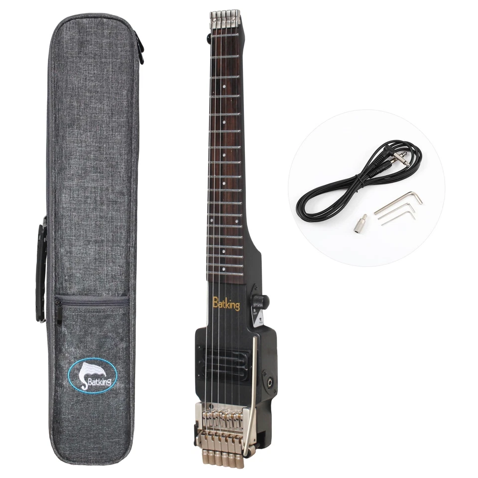 BATKING Electric Mini travelheadless guitar W/tremolo Canada Maple Body Push/Pull Switch