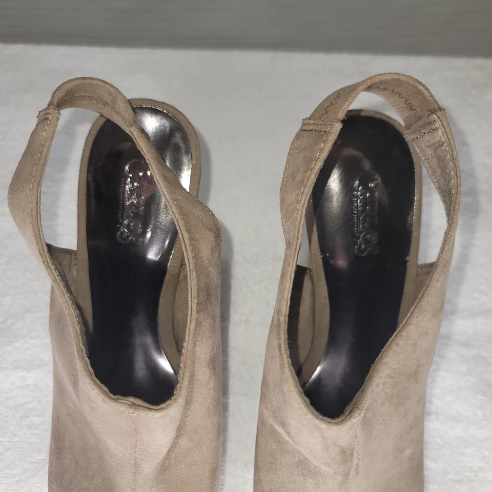 Tacones de cuña Carlos Santana para mujer talla 8,5 M plataforma de cuero marrón sin cordones Foto 4 de 4