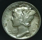 1944-D 10C Mercury Dime AU 90% Silver 22otu0506