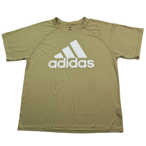 Adidas Climalite Men’s Size Large Beige 100% Polyester Logo T-Shirt