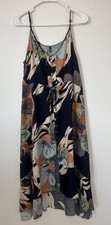 Brovave Small Spaghetti Strap Midi Dress Sundress Plants Bohemian Floral Leaf