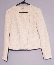 LOFT Outlet Womens White Zipper Blazer Size XS Longsleeve Ribbed Black Flecks