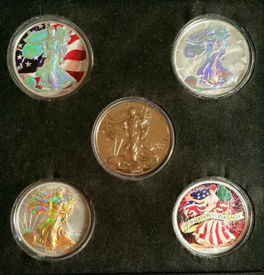 2005 Ultimate Silver Eagle Hologram Set. Morgan Mint Set In