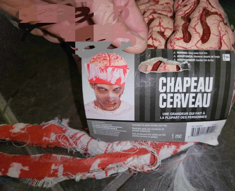 Disfraz Cerebro Zombie Tocado Terror Terror Sombrero Halloween Vestido Elegante Foto 3 de 4