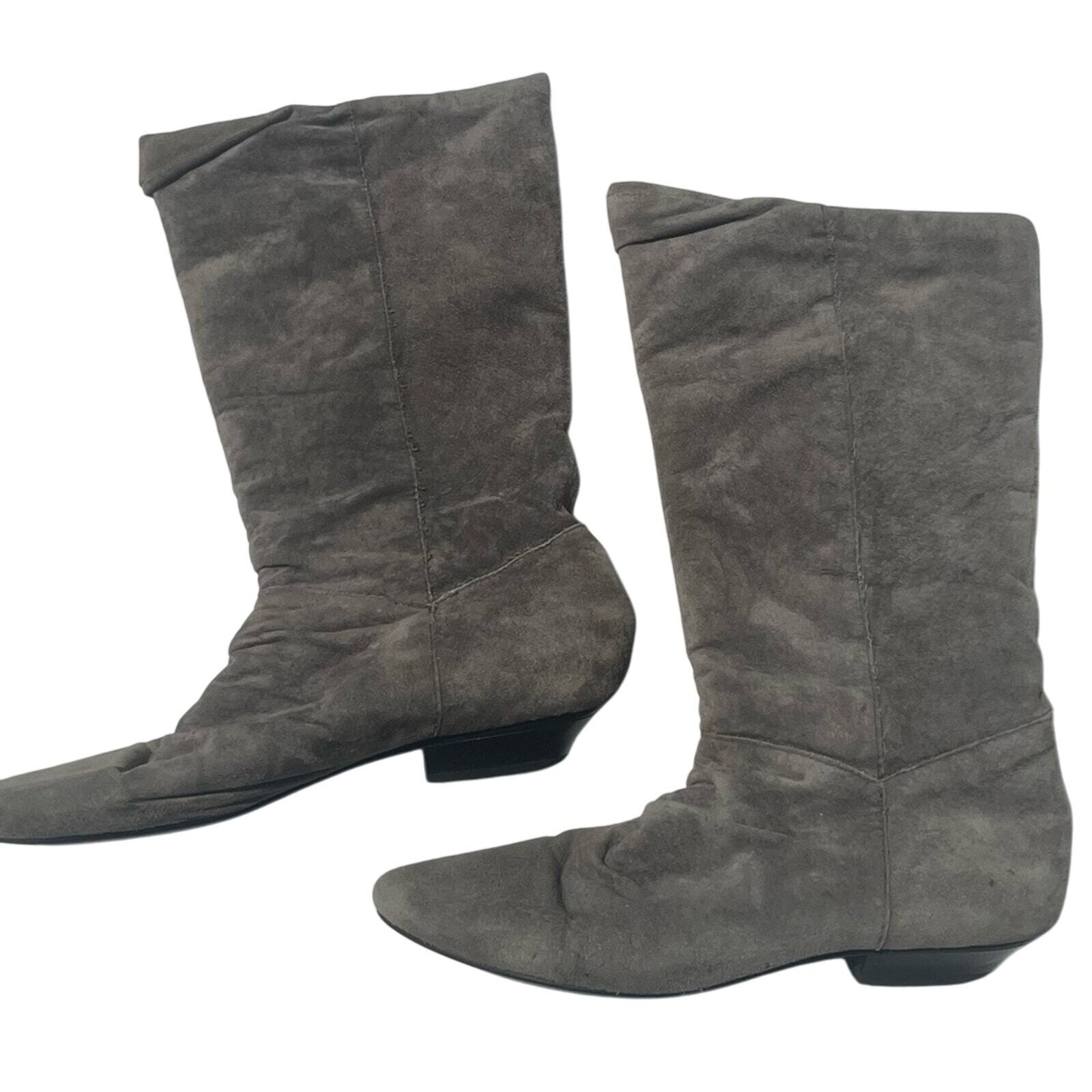 Chinese Laundry Gray Grey Suede Boots Womens Size 8.5 Mid Calf Winter Boots Y2K