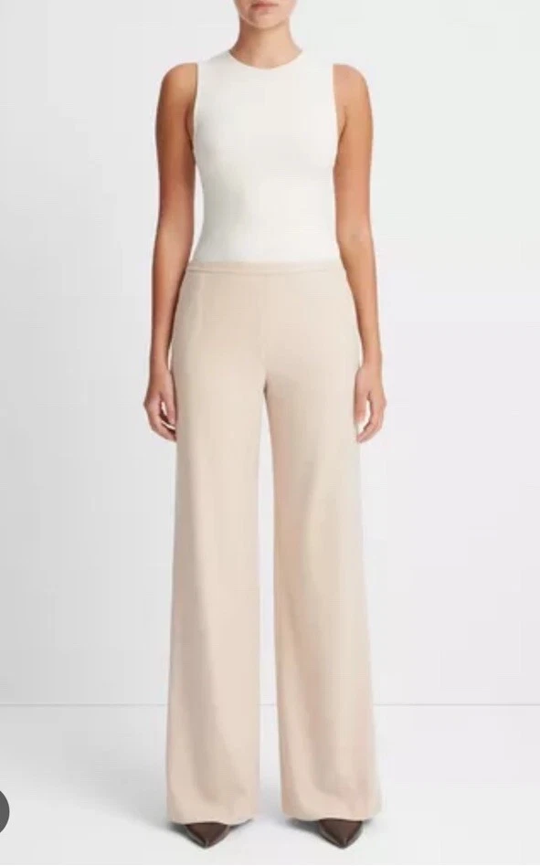 VINCE фланели широкие ноги шерсти смесь платье брюки бежевый размер XL женщин Италии