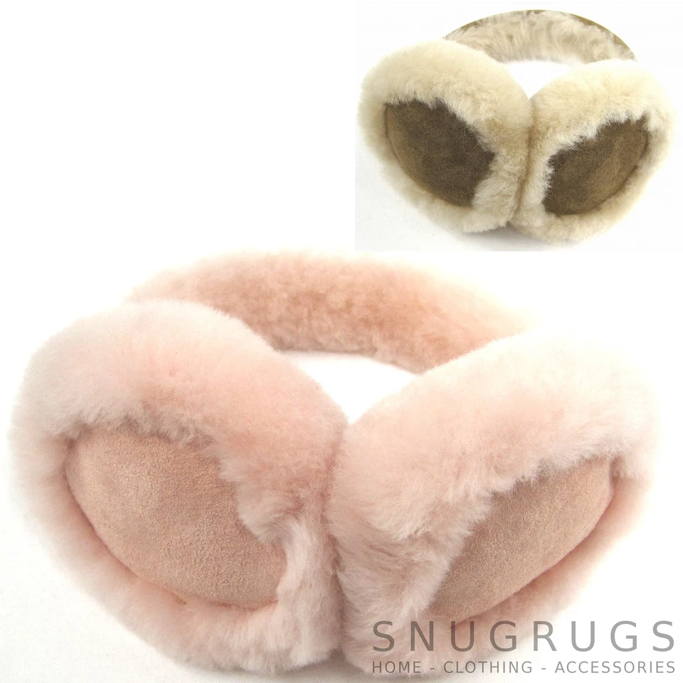 SNUGRUGS LUXUS DICKE KINDER ECHTES SCHAFFELL OHRMUFFS KASTANIENROSA MIT GESCHENKBOX