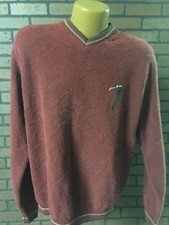 Vintage Haggar Tour Men  s Large L Red/Maroon Pull-Over V-Neck Golf Sweater C7-7