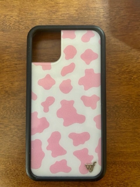 iPhone 11 Cow Print Case in Wild Flower Pink-image