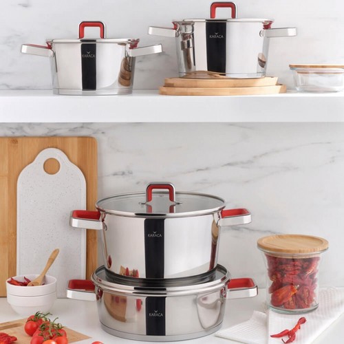 SET OF 4 Karaca Stainless Steel Cooking Pots(Stockpots,Casserole),Made in Turkey - Picture 2 of 8