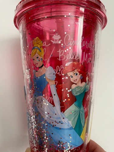 NWT Disney Store Princess Tumbler with Straw Cup with crown Tiana Belle Jasmine - Picture 3 of 12