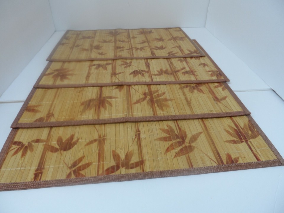 Bamboo Place Mats Brown Rectangular 17 1/4 x 11 3/4 - Set of 4 | eBay