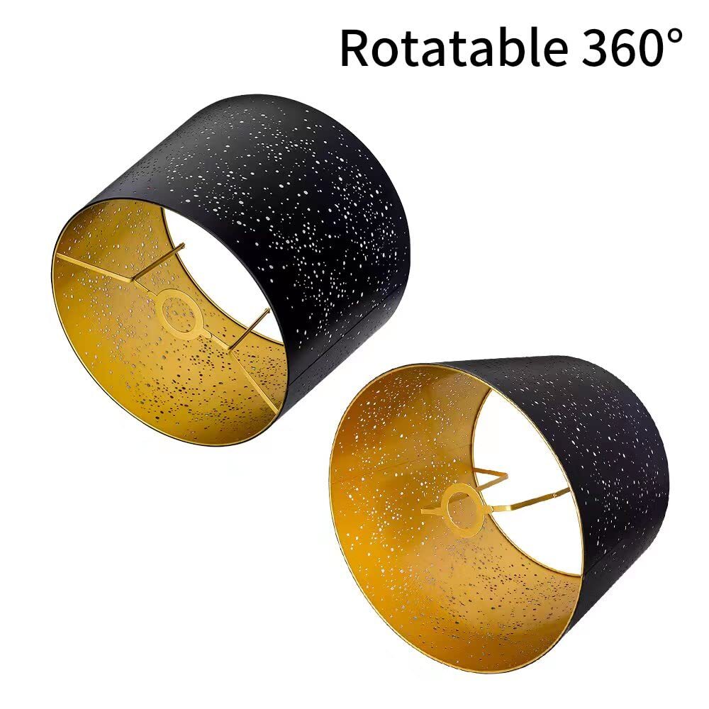 Set Of 2 White Star Pattern Lamp Shades 6x11x8 Inch With Harp - Spider Fit For Table & Floor Lamps
