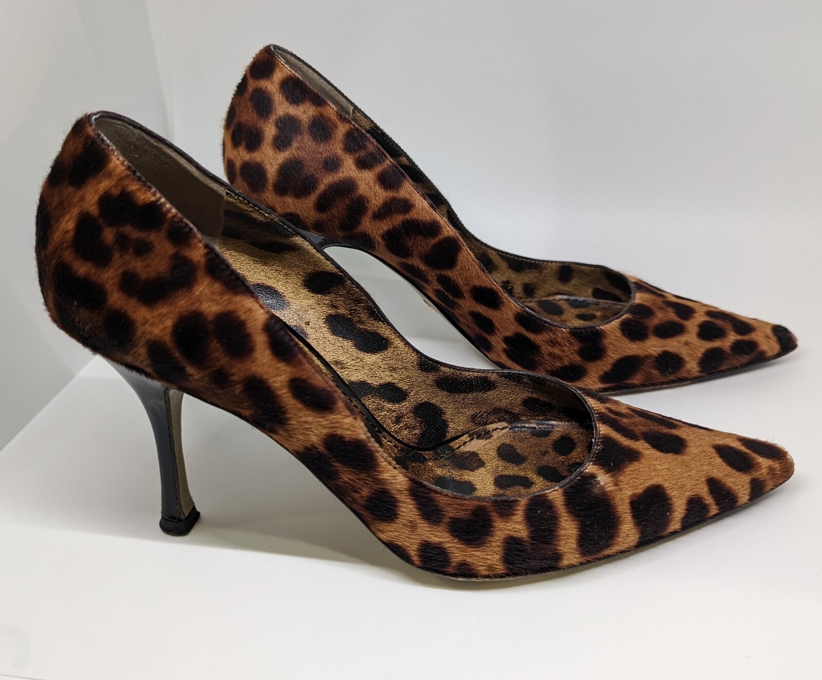 Dolce \u0026 Gabbana Vintage Vero Cuoio Leopard Heels Sz 37.5