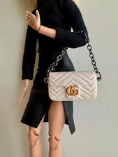 Dollhouse Miniature 1:6 Scale Doll Crystal Purse metal Tote Accessory handbag