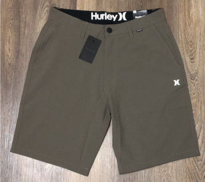 Hurley Men's Hybrid Shorts Quick Dry Polyester Olive size 28