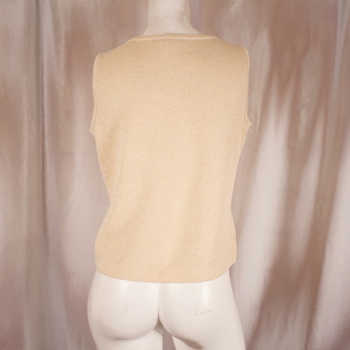 St. John Elfenbein Gold Schimmer Santana Strick Damen Tank Top Größe S M - Bild 9 von 11