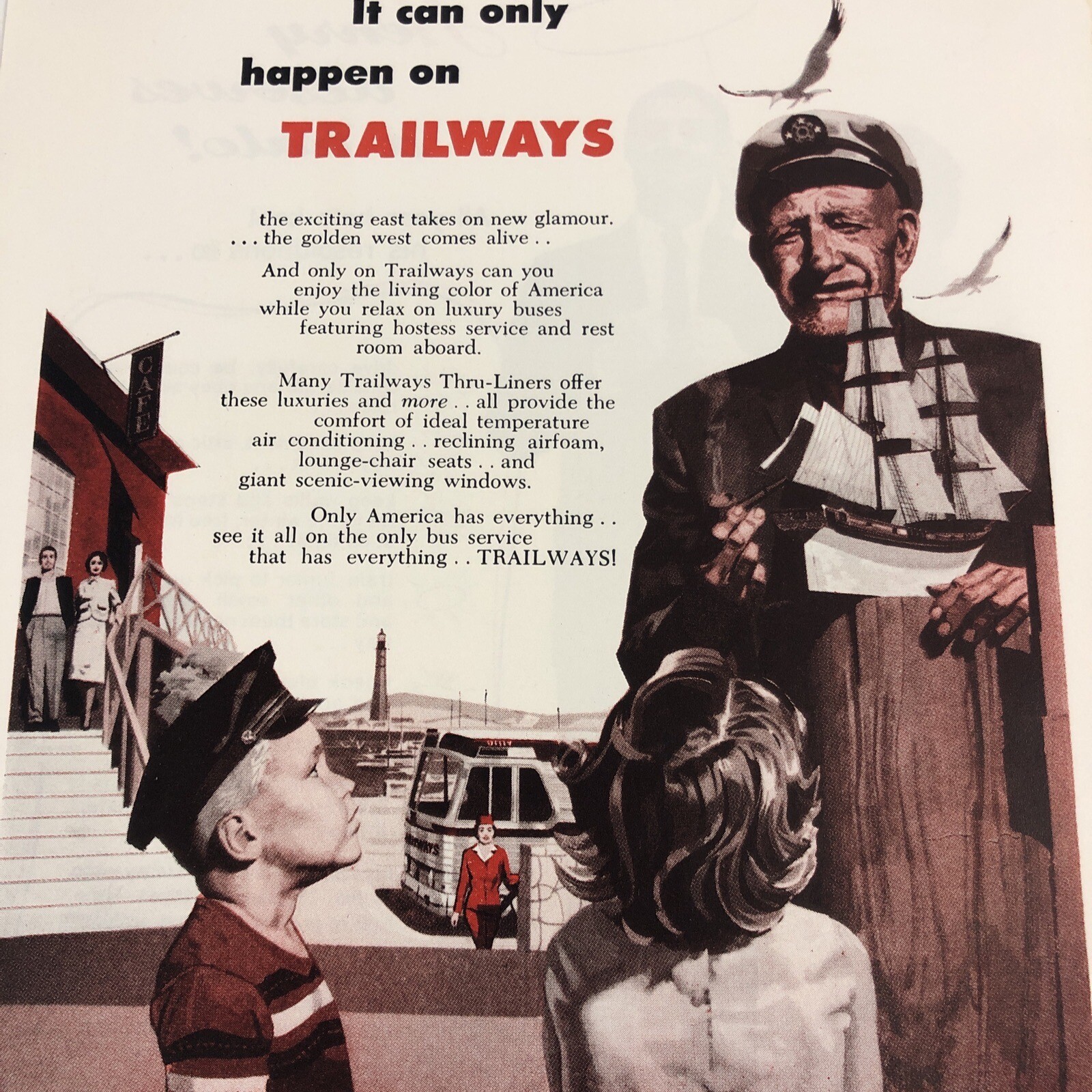 1955 Trailways Bus Line Print Ad Thru Liners Model Ship Continental 1955-trailways-bus-line-print-ad-thru-liners-model-ship-continental