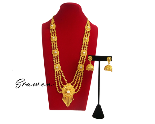 Gold plated long necklace rani haar W 