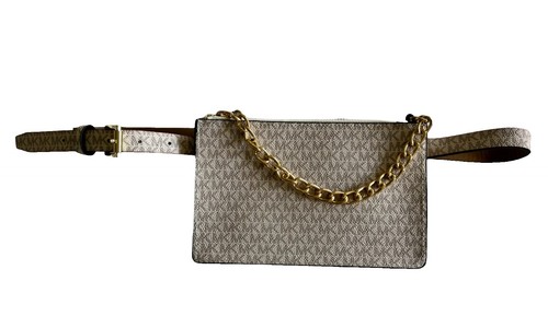 MICHAEL KORS Black Textured Leather Signature MK Logo Buckle  display picture 1