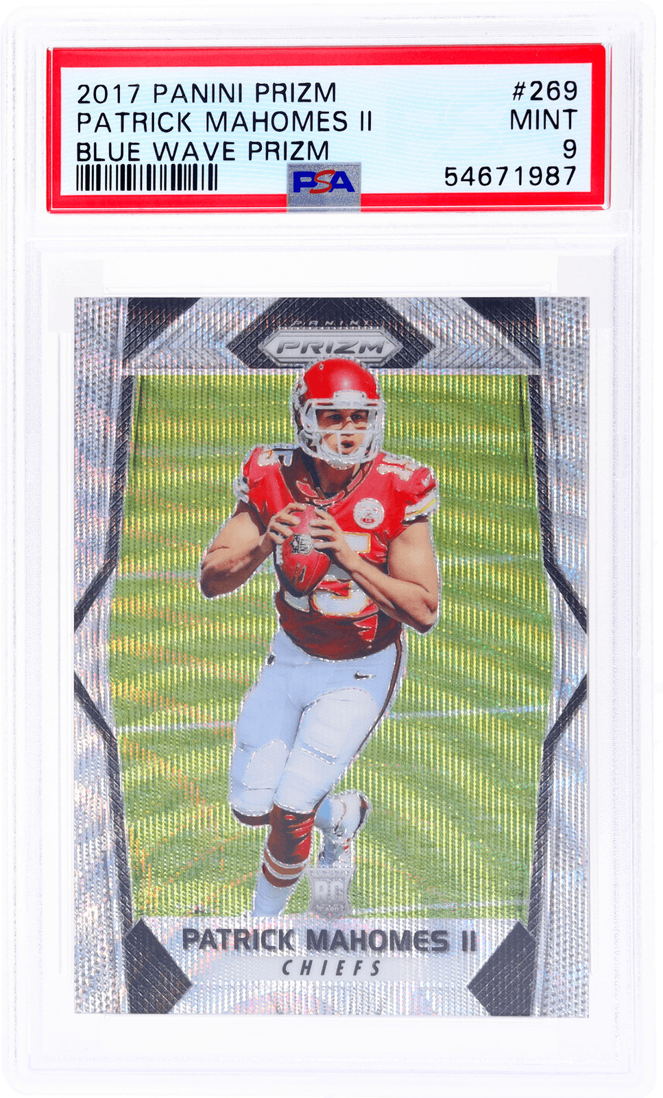 2017 Panini Prizm Patrick Mahomes II Blue Wave Prizm #269 /149 PSA 9 Rookie RC