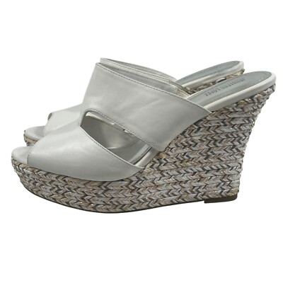 Jennifer Lopez White Open-Toe Wedge Sandals w/ Braided Platform Womens Sz 10M