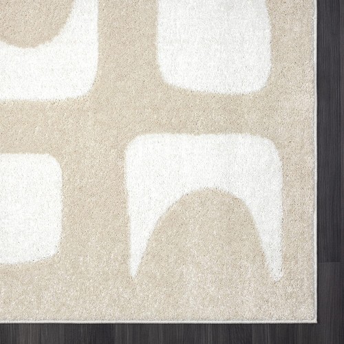 Abani Nuevo Collection Area Rug - Modern Geometric Beige/Cream Design - 5'3" ... - Picture 4 of 9