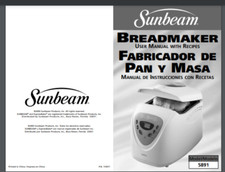 Sunbeam 5891 Automatic Bread Maker MANUAL (On...