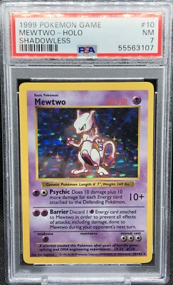 Mewtwo 10/102 Rare WOTC Holo 1999 Base Set SHADOWLESS Pokemon