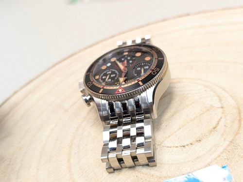 Mens Cadola Swiss chronograph stainless steel wrist watch black dial cd-1021 - Imagen 5 de 13