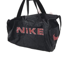 Nike medium nylon duffle gym bag black with red swoosh 18x10x10  bbx14