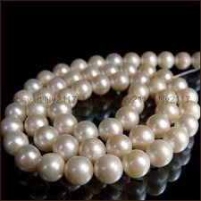 7-8mm Near Round genuine natural white freshwater Pearl loose beads strand 15"