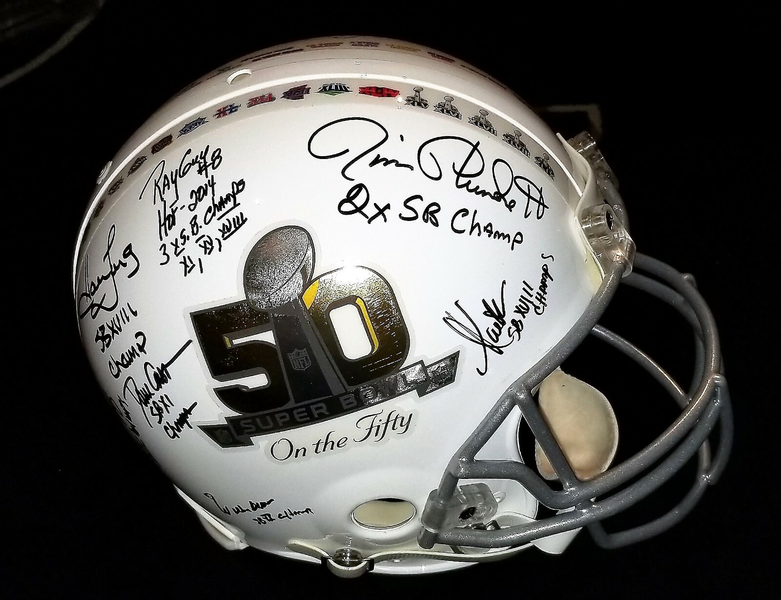 Howie Long Autographed Signed Oakland Raiders "On the 50" Super Bowl helmet w/Long, Allen, Guy, Casper 