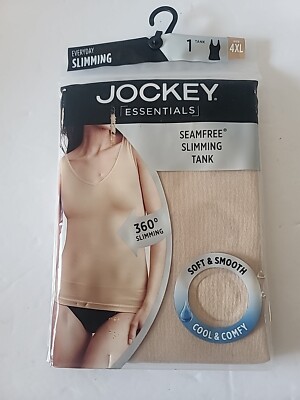 Jockey Essentials Women's 3XL 4XL Seamfree Slimming Tank BEIGE Plus Size #32124
