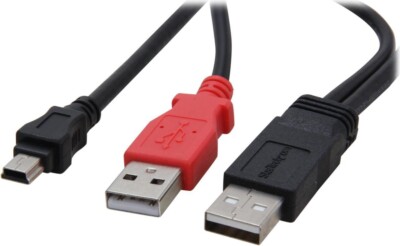 StarTech USB2HABMY1 Black USB Y Cable for External Hard Drive-USB A to mini B