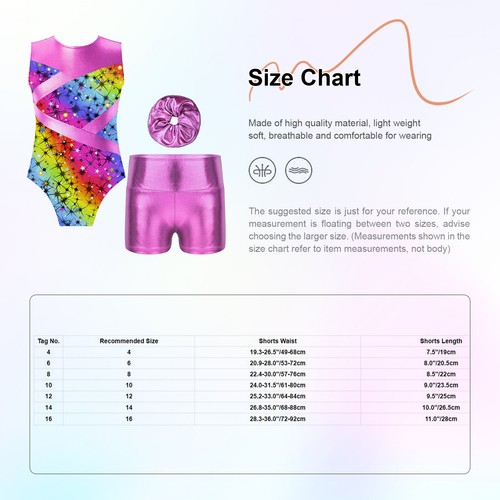 Girls Outfits Patchwork Dancewear Gymnastics Set Workout Hair Tie Round Neck - Picture 39 of 49