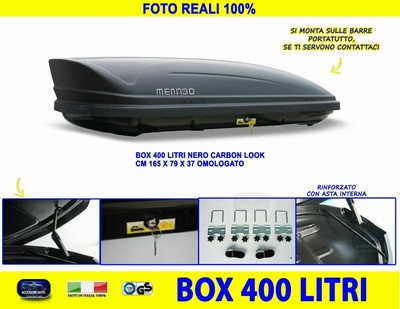 Box tetto auto per FIAT PANDA baule litri nero universale con kit chiavi set