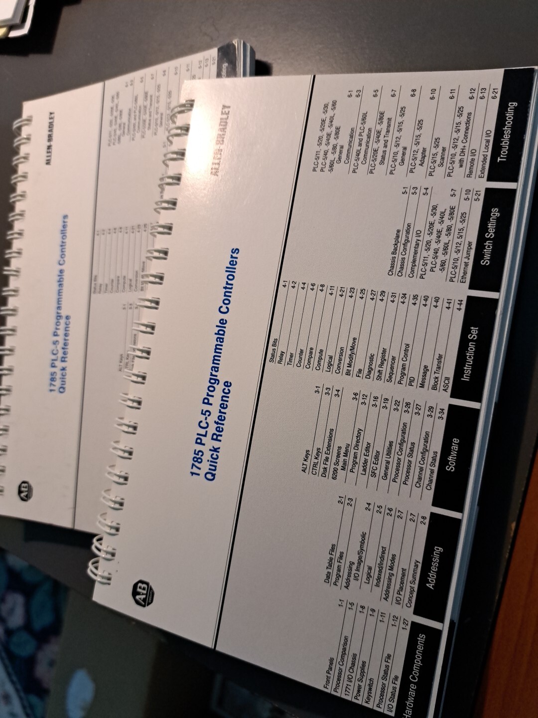 2 ALLEN-BRADLEY 1785 PLC-5 PROGRAMMABLE CONTROLLERS QUICK REFERENCE August 1994