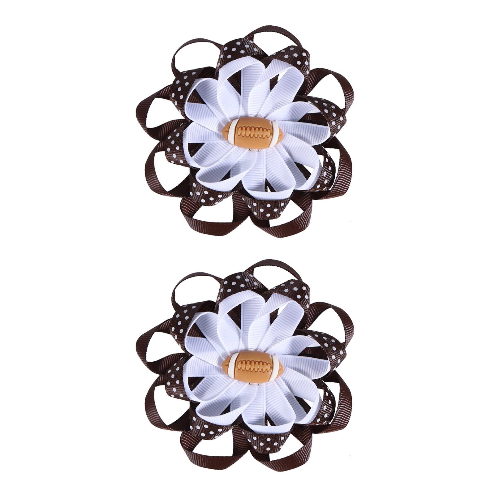 Football Bow Hair Clips Curly Ribbon Cheerleader Hair Accessories for Girls