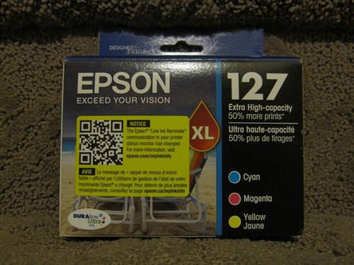 Epson T127520-S T127520-CP Cyan Magenta Yellow Ink Cartridge # 127 127XL 04.2027
