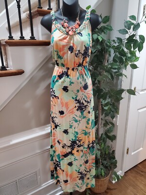 Sonoma Women Blue Pink Floral Cotton Round Neck Sleeveless Knee Length Dress  XS | eBay