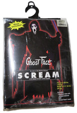 Vintage 1997 SCREAM Ghost Face Orange Mask Costume NOS Miramax Adult Size