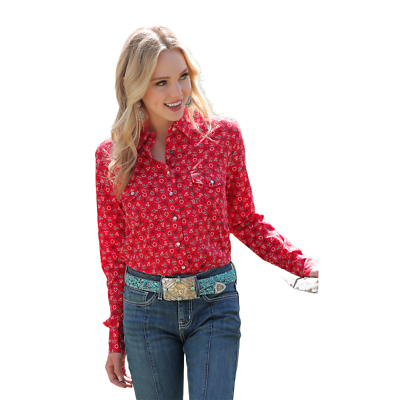 Cinch Red Button Shirt Womens Cinch Ladies Red Western Symbol