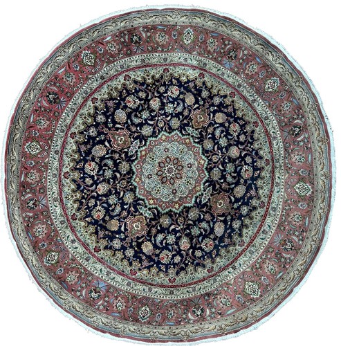 10x10 Round Exceptional Taabrriz Rug Rare Kork Wool & Silk Rug Round 298cmx298cm - Picture 5 of 9