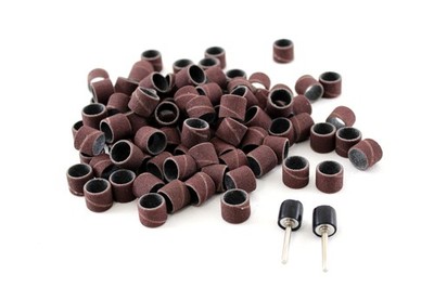 TEMO 100 pc 1/2 Inch Sand Drum Grit 60 Coarse with 2 1/8 1/2'' #60, Brown 