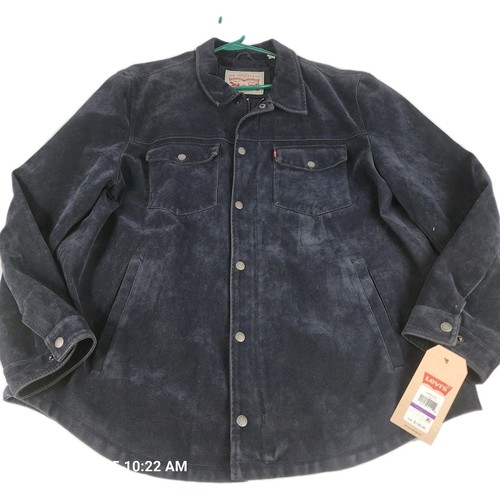 Levi's Trucker Jacke Herren 2XL Brushed Suede Dunkelblau Neu Etikett Y2K 90er Neu - Bild 3 von 8