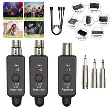 Wireless XLR Adapter System Dual Transmitter  Receiver for Mic Guitar Mixer USA