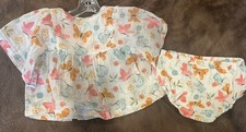 NWT Angel Dear Girls Sz 3-6 M 2 Pc Muslin Set Butterfly